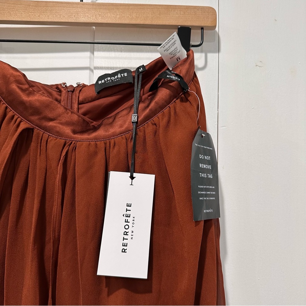 Retrofete Ina Silk Chiffon Dress In Caramel Size Medium - Picture 9 of 16
